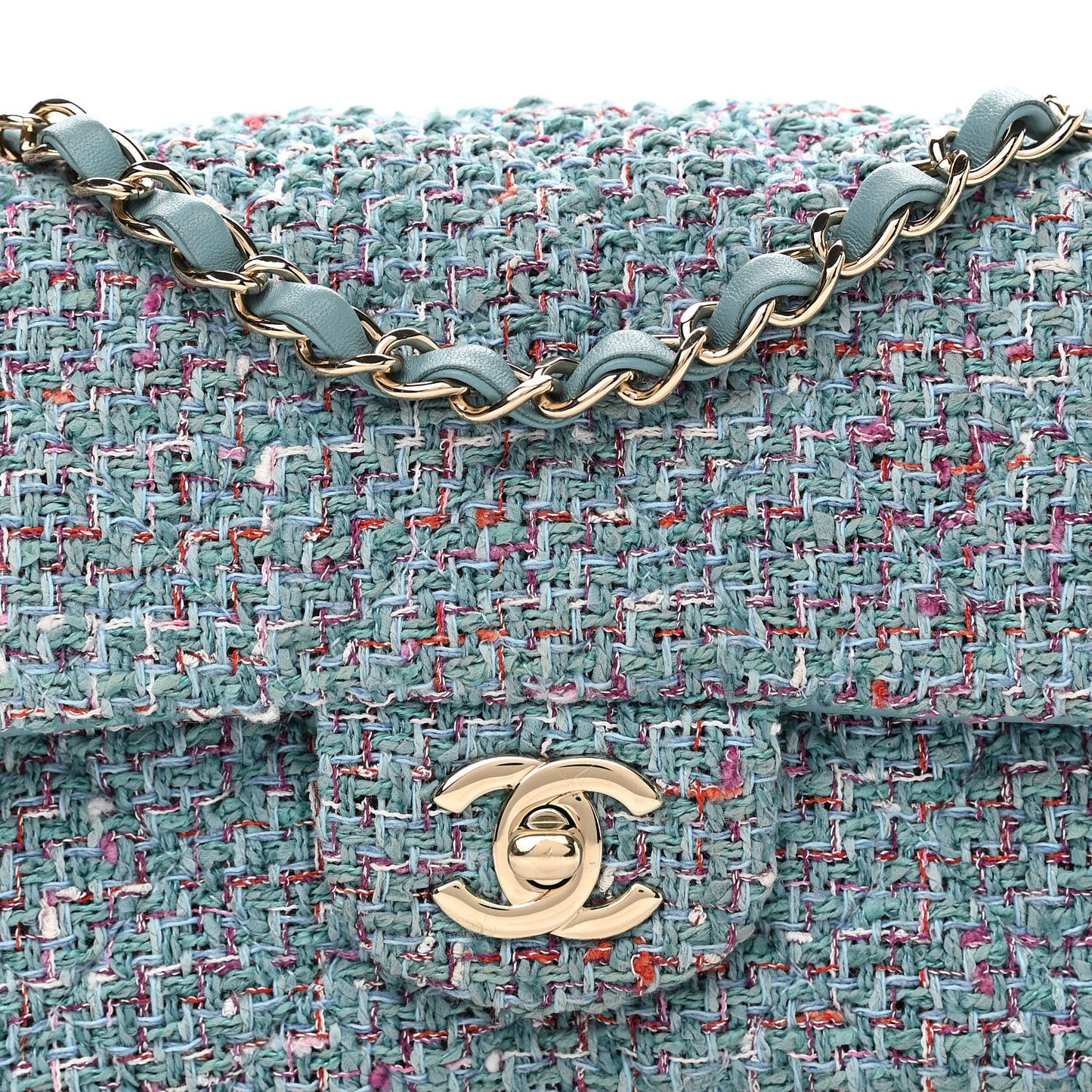 Tweed Quilted Mini Rectangular Flap Turquoise Purple White Red