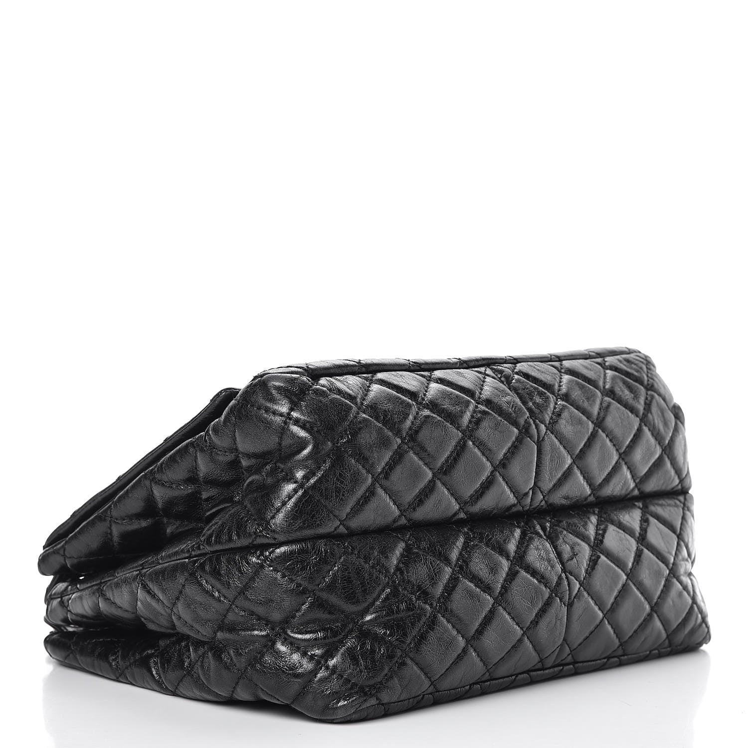 Chanel Metallic Aged Calfskin Quilted Reissue 2.55 Accordion Flap Black 5 of 8
