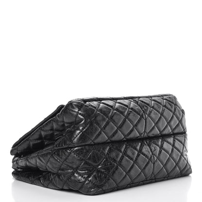 Chanel Metallic Aged Calfskin Quilted Reissue 2.55 Accordion Flap Black 5 of 8