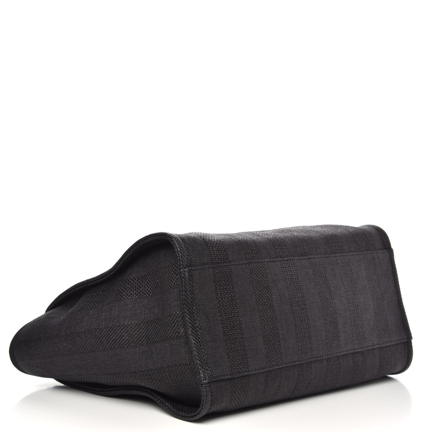 Mixed Fibers Calfskin Striped Medium Deauville Tote Black
