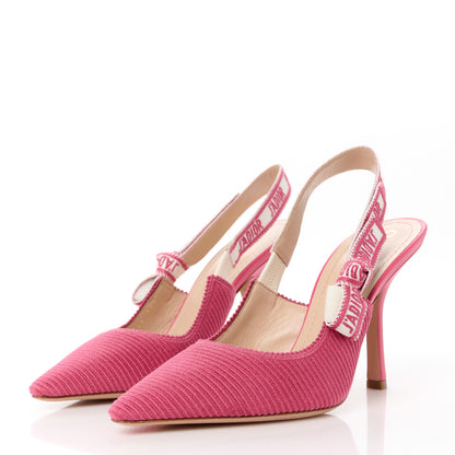 Christian Dior Technical Canvas Ribbon Embroidered J'Adior Slingback 100mm Pumps 39.5 Passion Pink 3 of 9