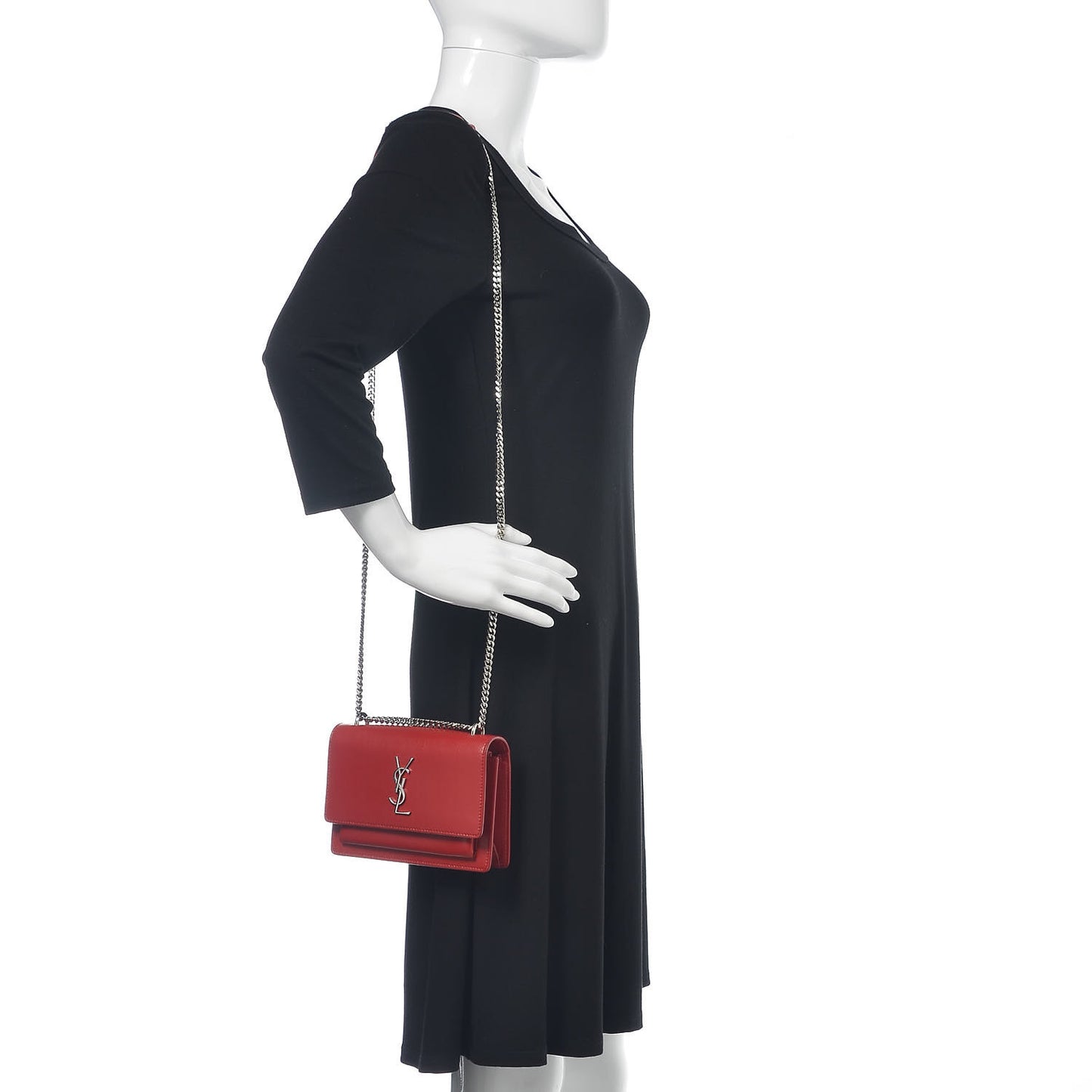Calfskin Monogram Sunset Chain Wallet Red