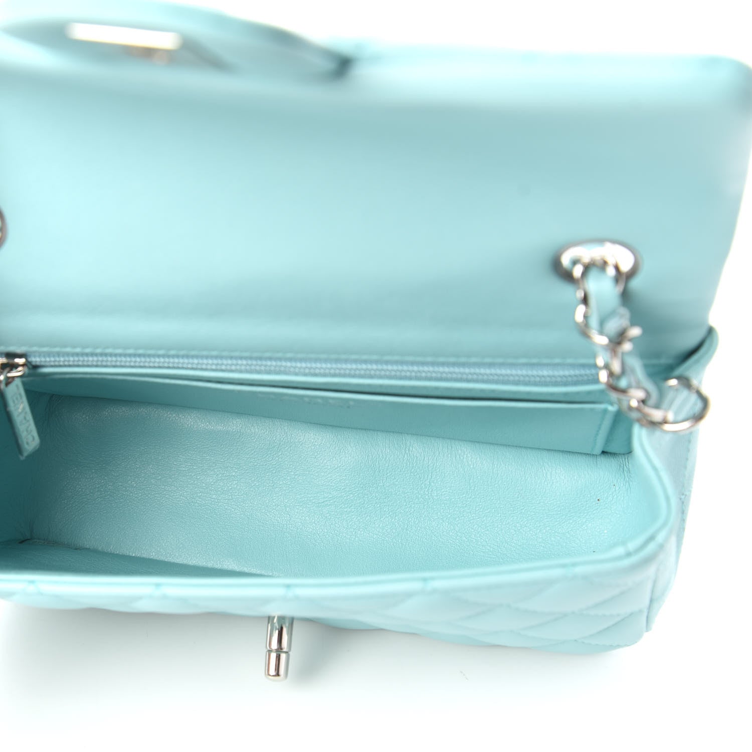 Chanel Lambskin Quilted Mini Rectangular Flap Light Blue 5 of 13