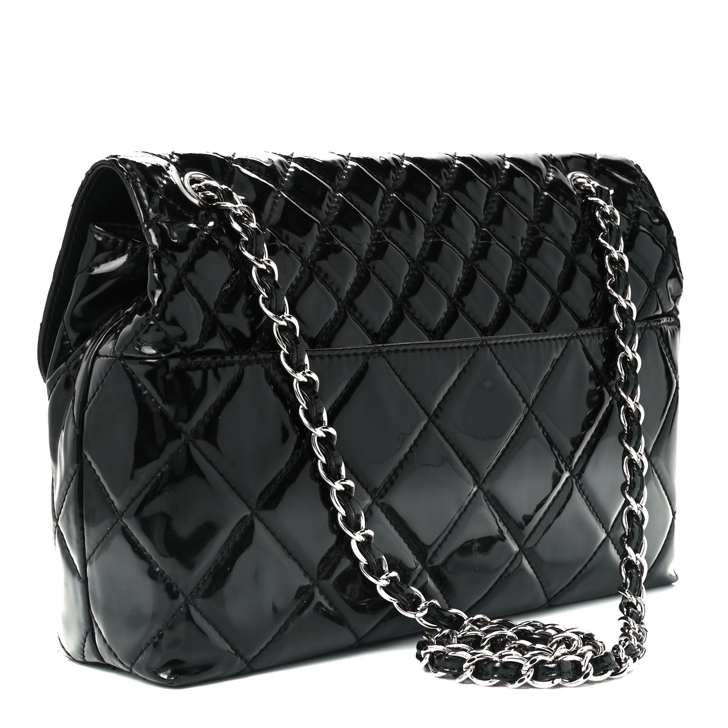 Vinyl Quilted In the Business Flap Bag Black