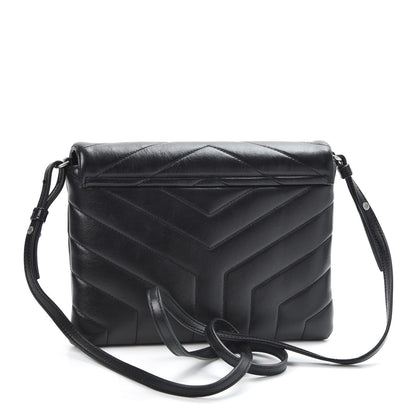 Saint Laurent Calfskin Y Quilted Monogram Loulou Flap Bag Black 2 of 9