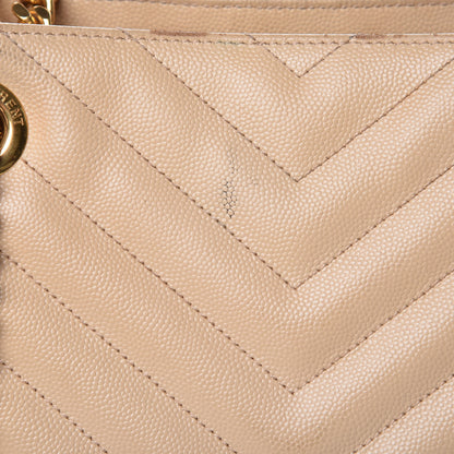 Saint Laurent Grain De Poudre Matelasse Chevron Monogram Shopping Bag Nude Powder 14 of 16