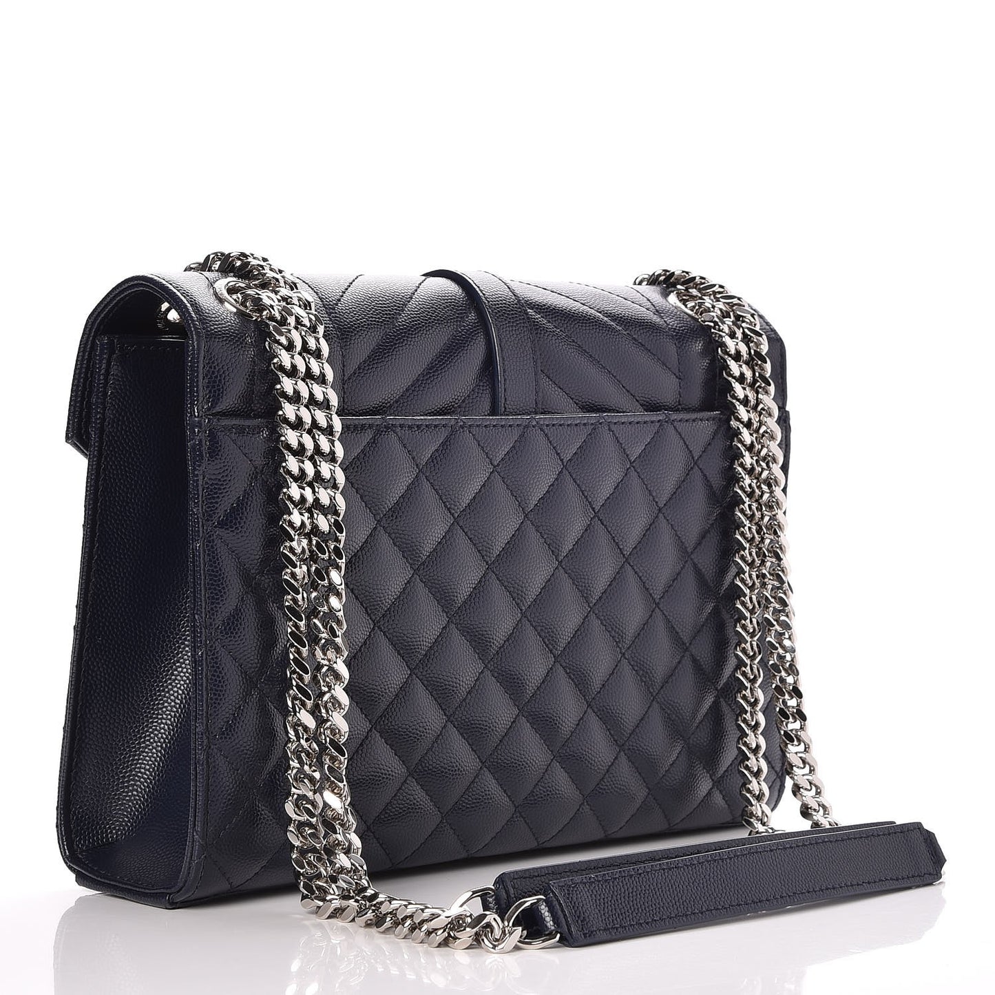 Grain De Poudre Textured Mixed Matelasse Triquilt Medium Monogram Satchel Deep Marine