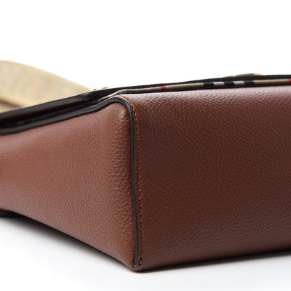 Burberry Calfskin Vintage Check Note Crossbody Bag Tan 6 of 9