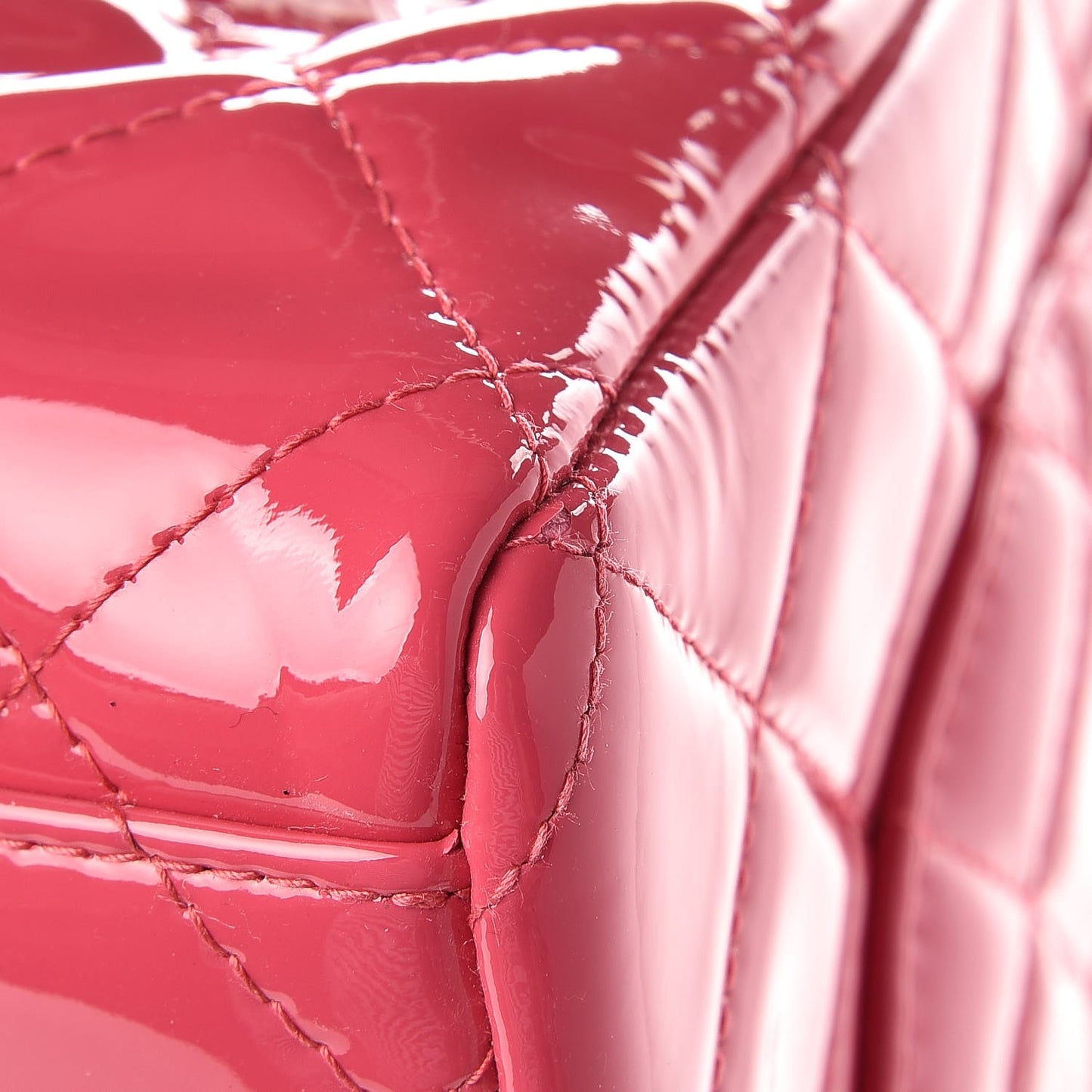 Patent Maxi Quilted Double Flap Dark Pink