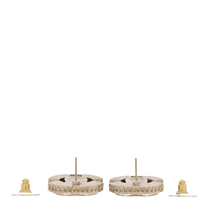 Chanel Metal Resin CC Turnlock Stud Earrings Gold Pink 3 of 5