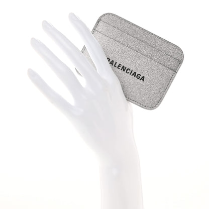 Balenciaga Glitter Calfskin Logo Cash Rounded Card Holder Silver Black 2 of 7