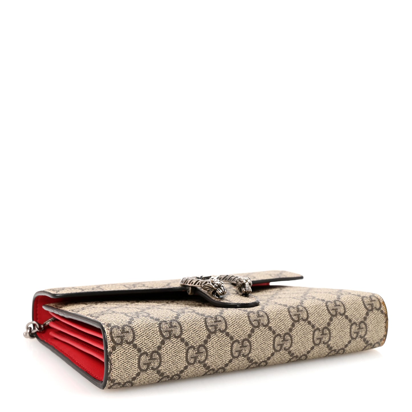 GG Supreme Monogram Mini Dionysus Chain Wallet Beige Vulcanic Red