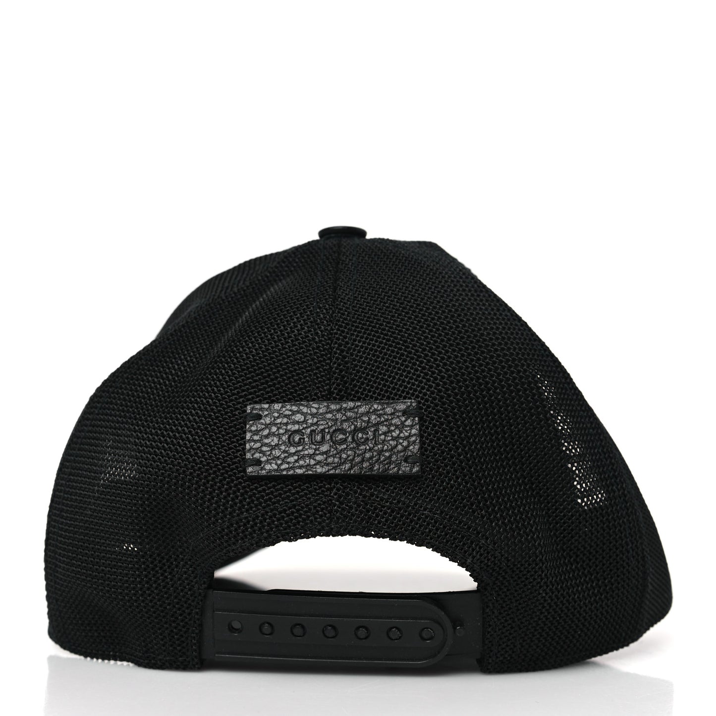 Nylon Light Mesh Dollar Calfskin GG Monogram Baseball Hat L Black