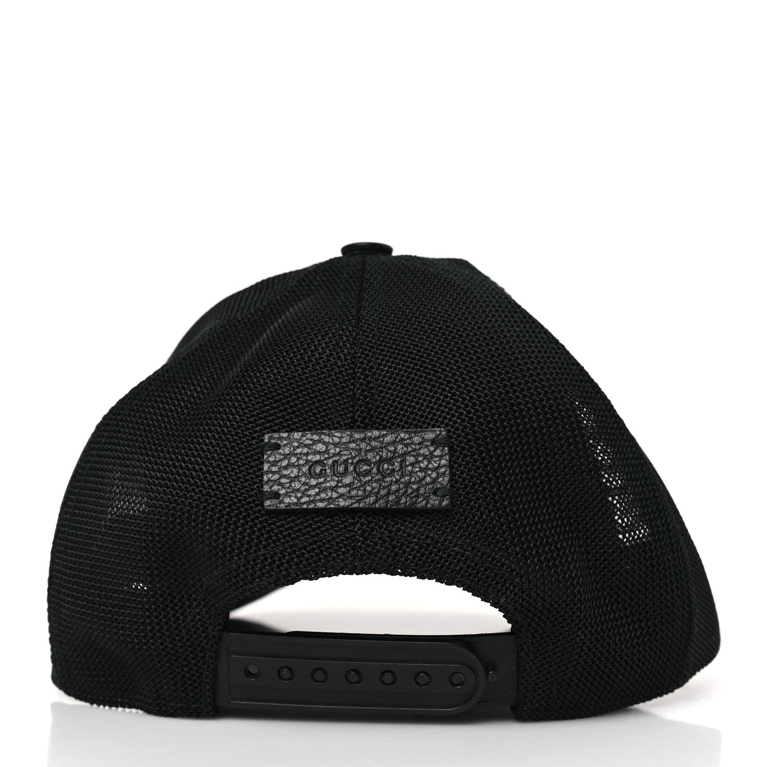 Gucci Nylon Light Mesh Dollar Calfskin GG Monogram Baseball Hat L Black 5 of 8