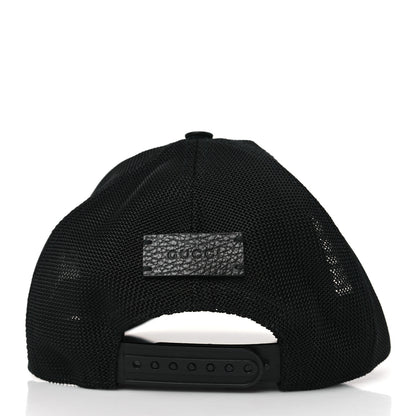 Gucci Nylon Light Mesh Dollar Calfskin GG Monogram Baseball Hat L Black 5 of 8