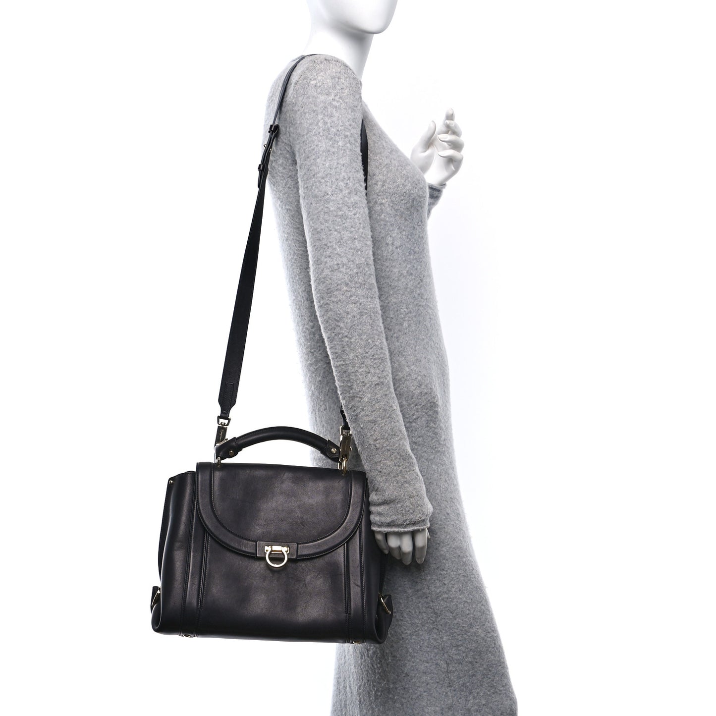 Calfskin Suzanna Gancini Satchel  Black