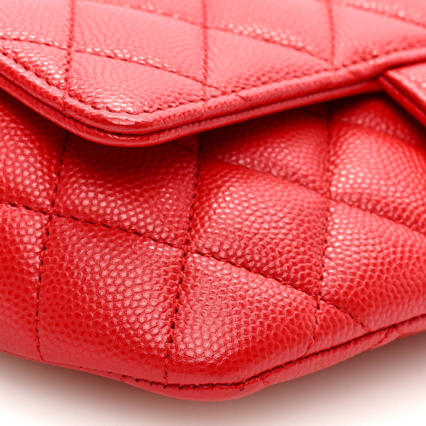 Caviar Quilted Glasses Case With Chain Red