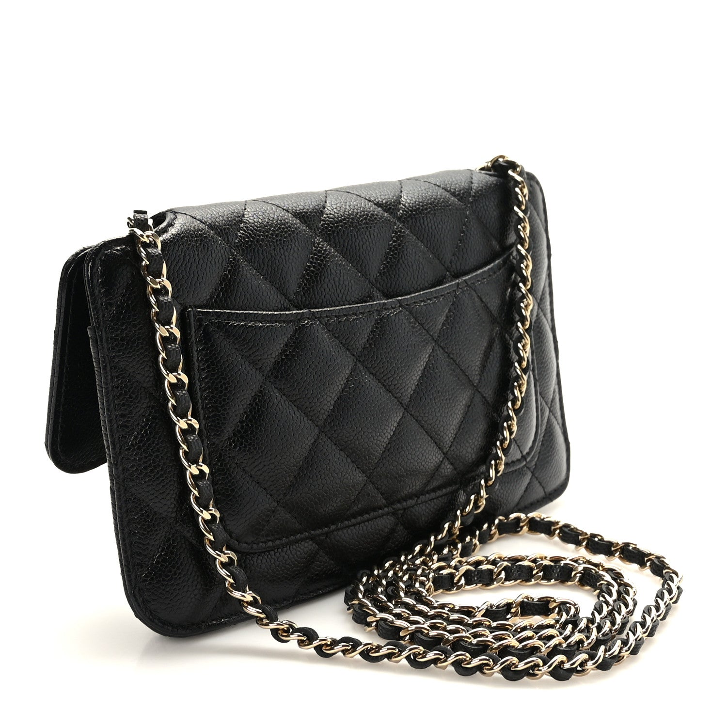 Chanel Caviar Fabric Foldable Tote Bag With Chain Black Multicolor 2 of 17