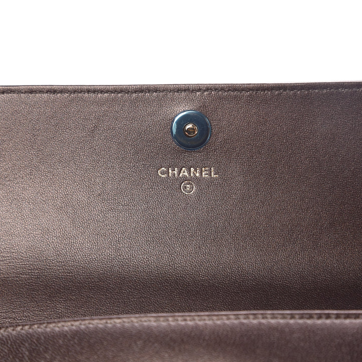 Lambskin Studded Wallet on Removable Chain Bronze