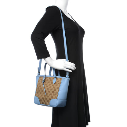 Gucci Monogram Dollar Calfskin Small Bree Tote Beige Ebony Mineral Blue 2 of 9
