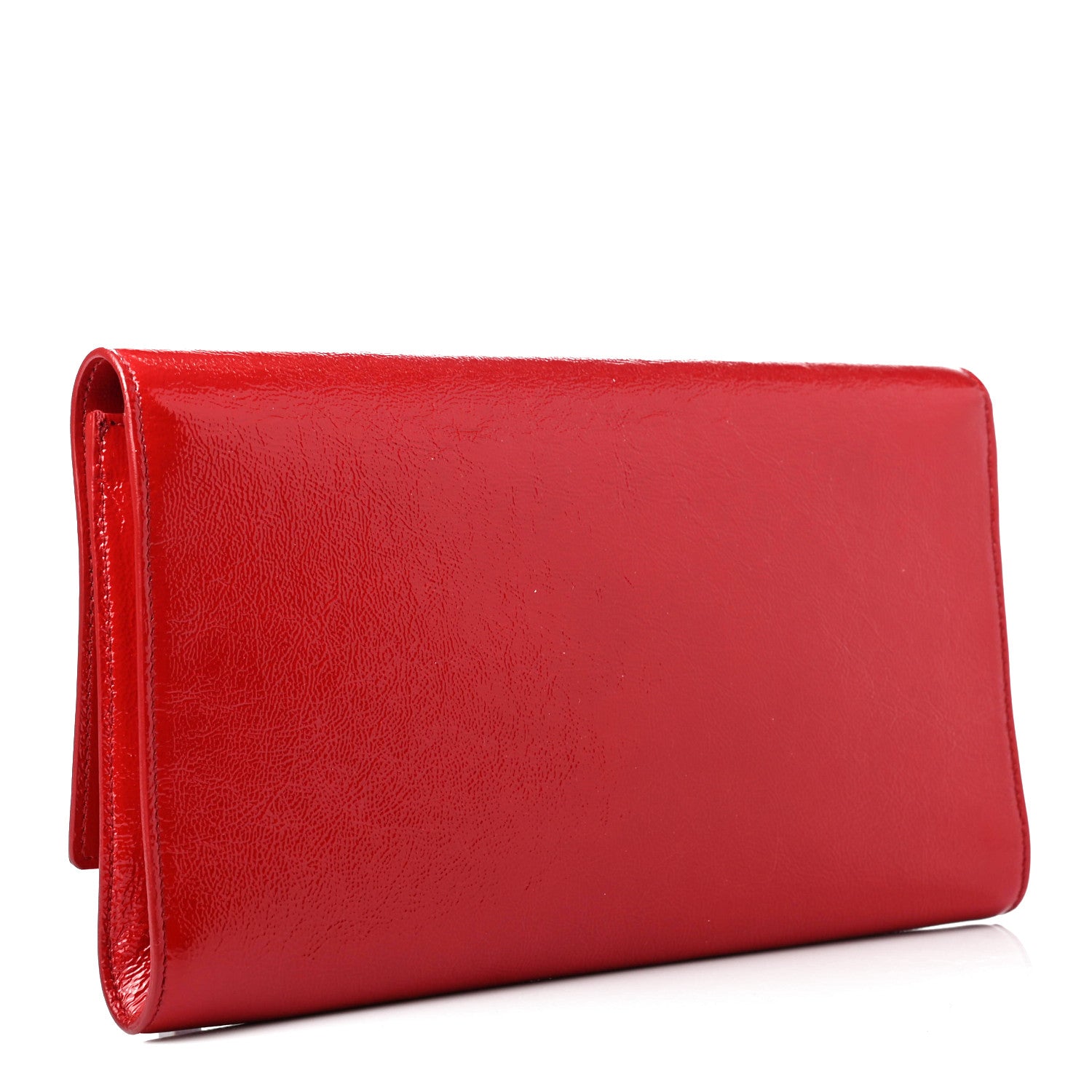 Saint Laurent Textured Patent Monogram Large Belle De Jour Clutch Red 2 of 4
