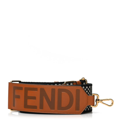 Fendi Ribbon Vitello King Logo Embossed Gingham Woven Adjustable Strap You Panna Black Cuoio 1 of 6