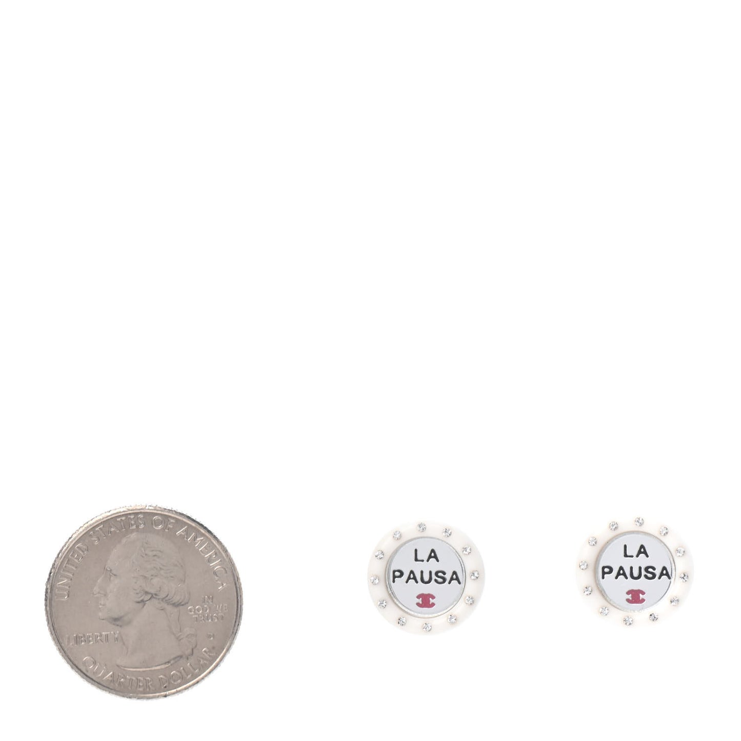 Resin Crystal La Pausa Stud Earrings White