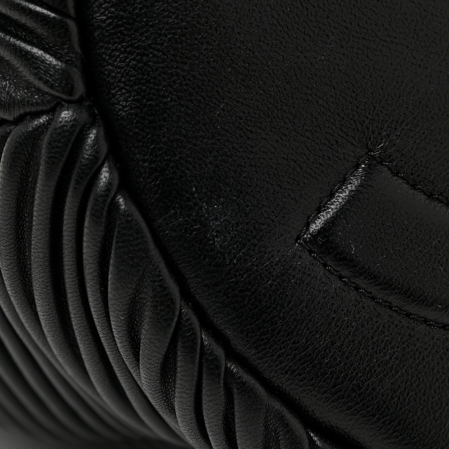 Lambskin Chevron Drawstring Bag Black