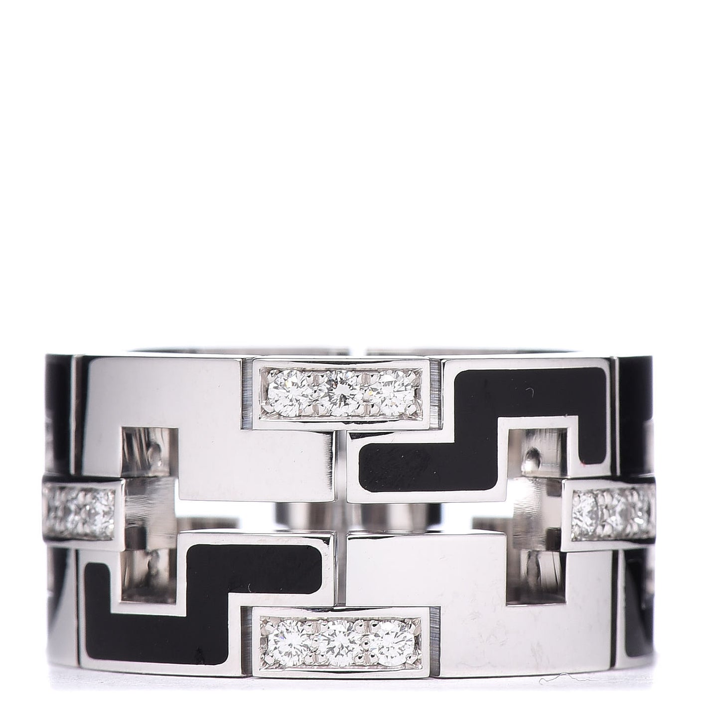 18K White Gold Enamel Diamond Le Baiser Du Dragon Ring 52 6