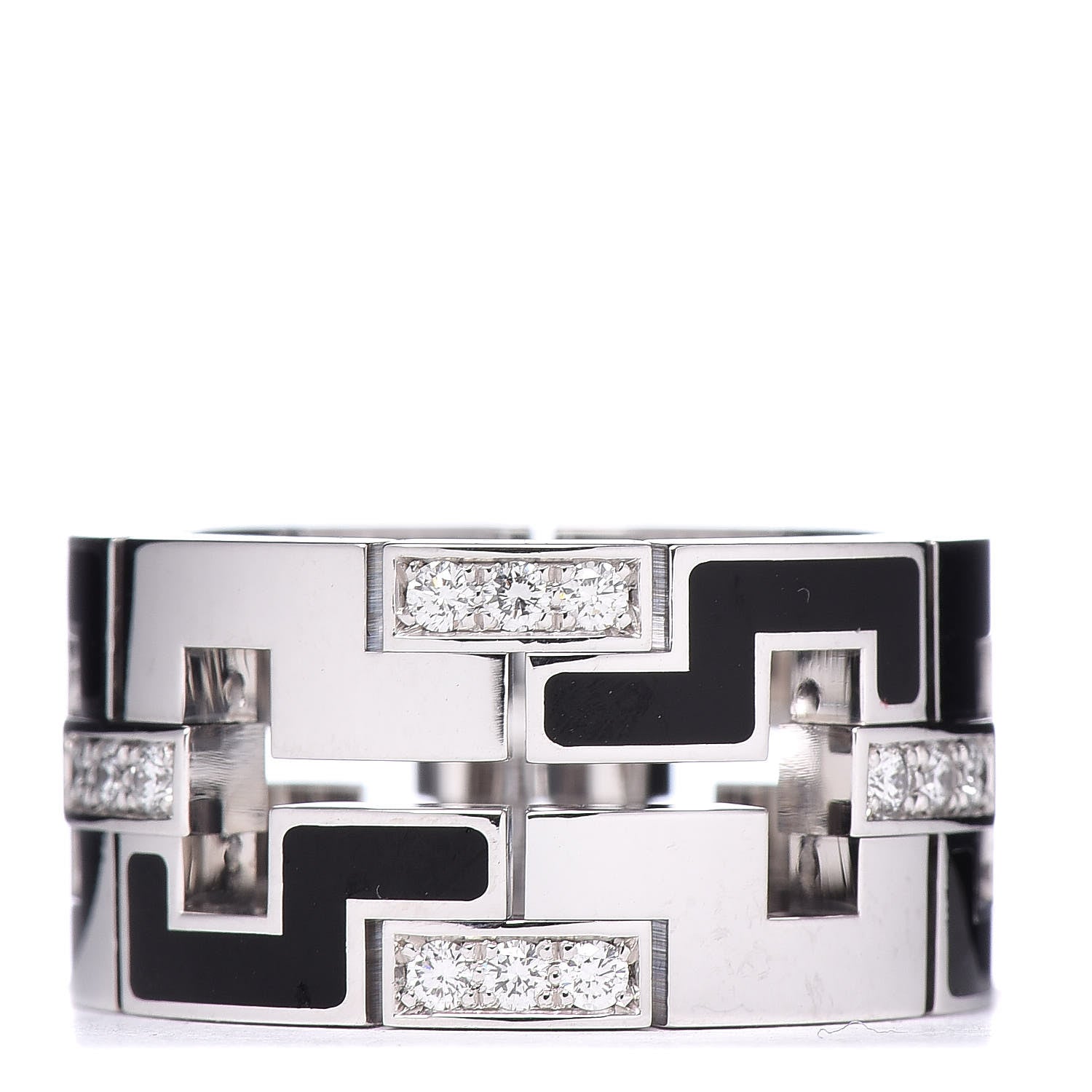 Cartier 18K White Gold Enamel Diamond Le Baiser Du Dragon Ring 52 6 3 of 7