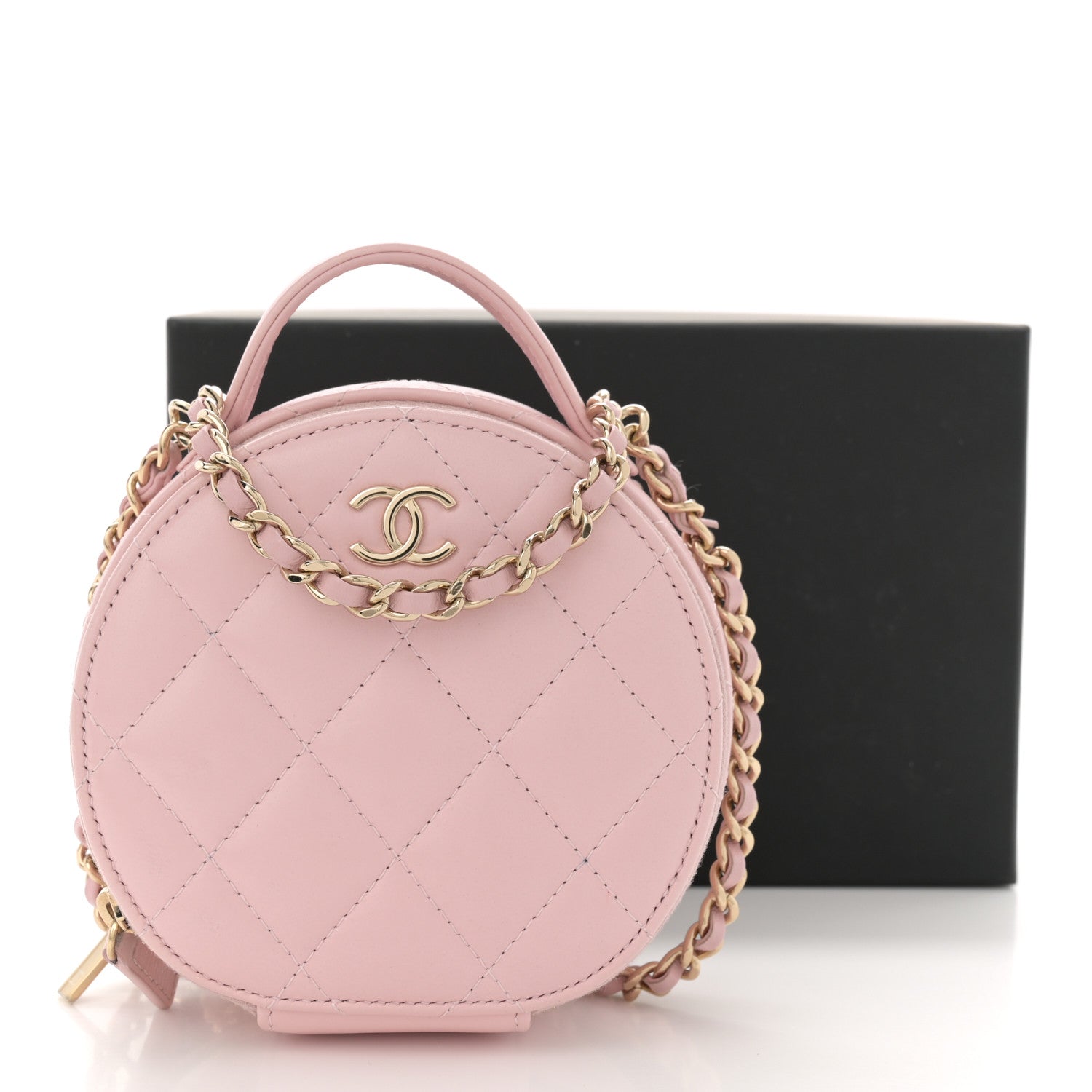 Chanel Lambskin Quilted Round Handle With Care Vanity With Chain Pink 13 of 13