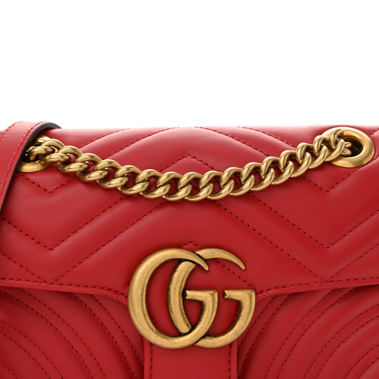 Gucci Calfskin Matelasse Mini GG Marmont Shoulder Bag Hibiscus Red 8 of 10