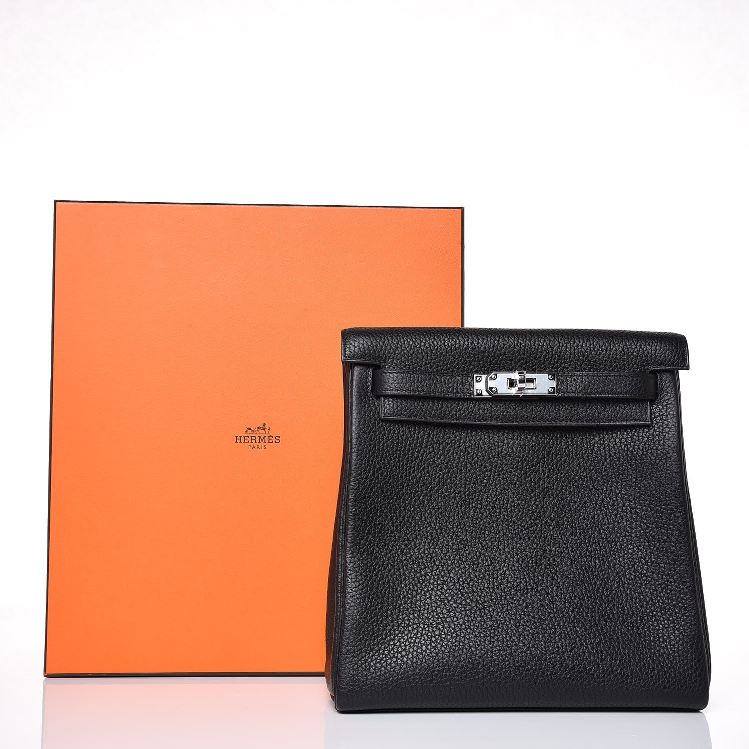 Hermes Taurillon Clemence Kelly Ado Backpack Black 361469