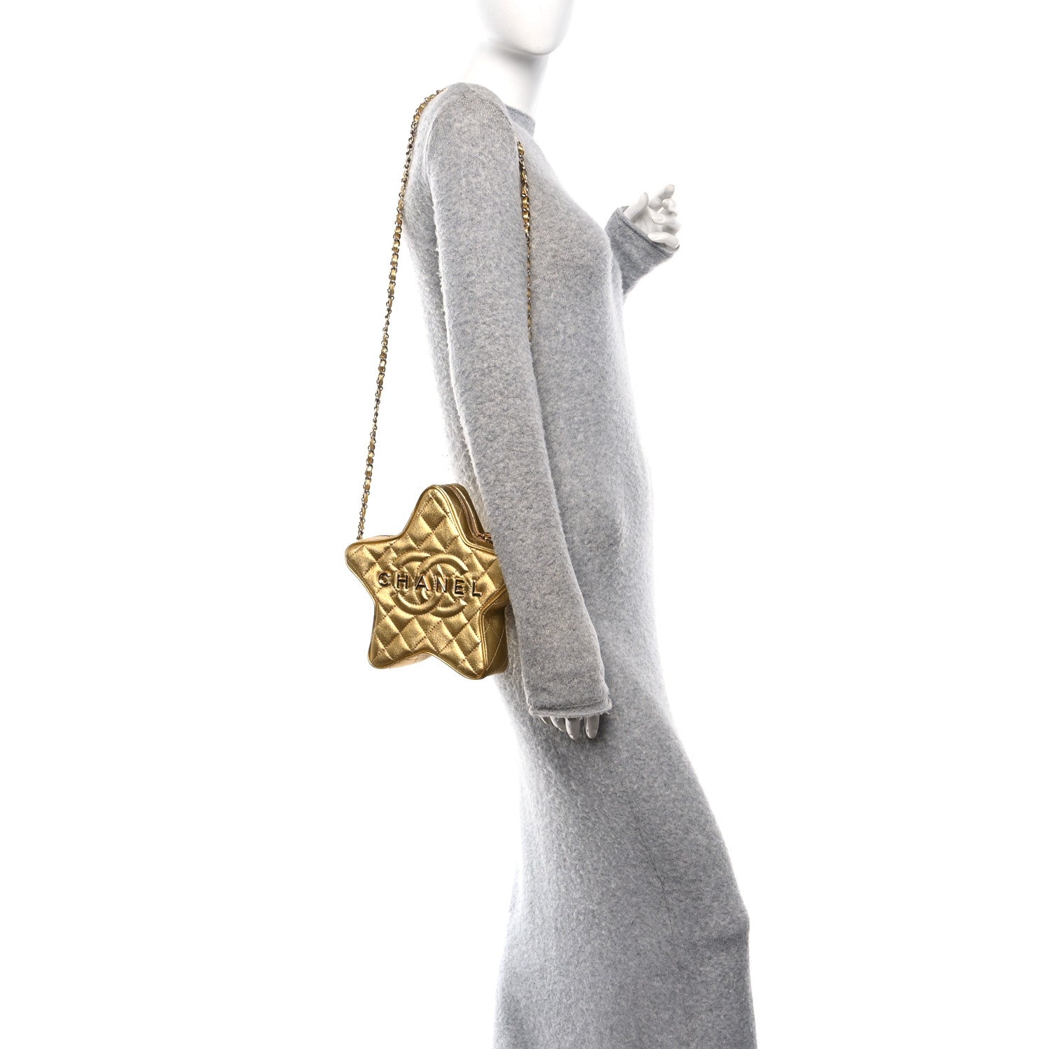 Chanel Metallic Lambskin Quilted Walk Of Fame Star Bag Gold 2 of 11