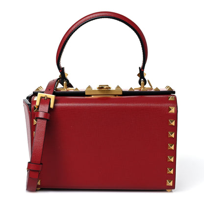 Valentino Garavani Grainy Calfskin Rockstud Alcove Box Top-Handle Bag Rouge Pur 1 of 8