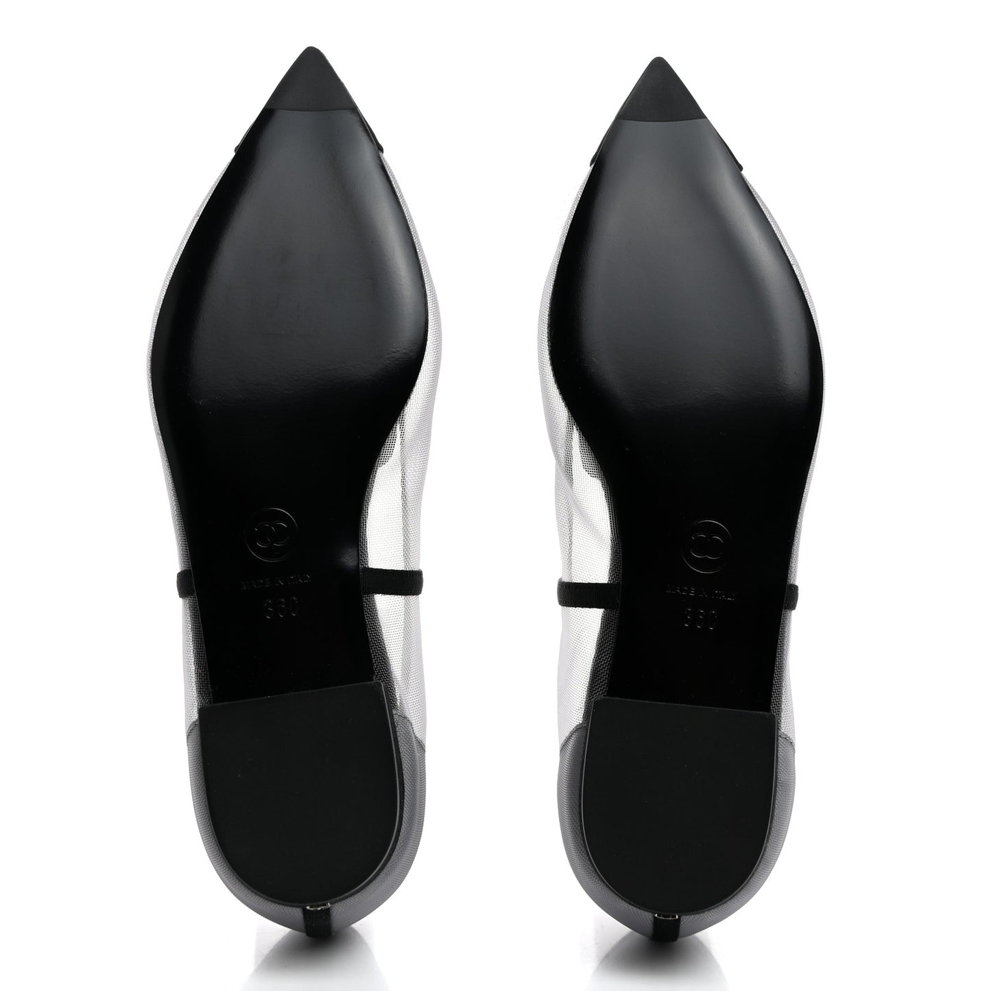 Mesh Grosgrain Camellia Mocassin Loafers 36 Grey Black