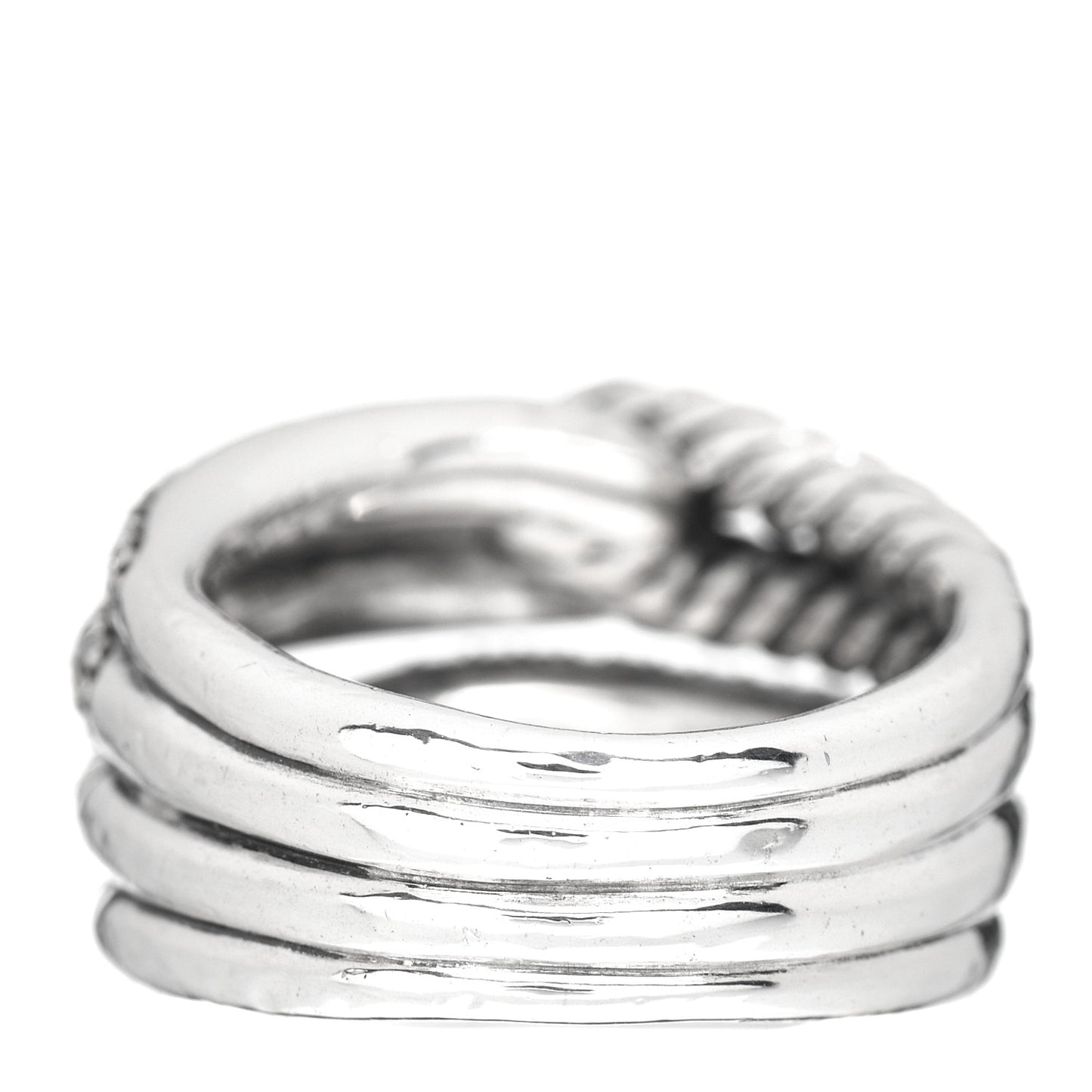 Sterling Silver Diamond 13mm Labyrinth Double Loop Ring 50 5.25