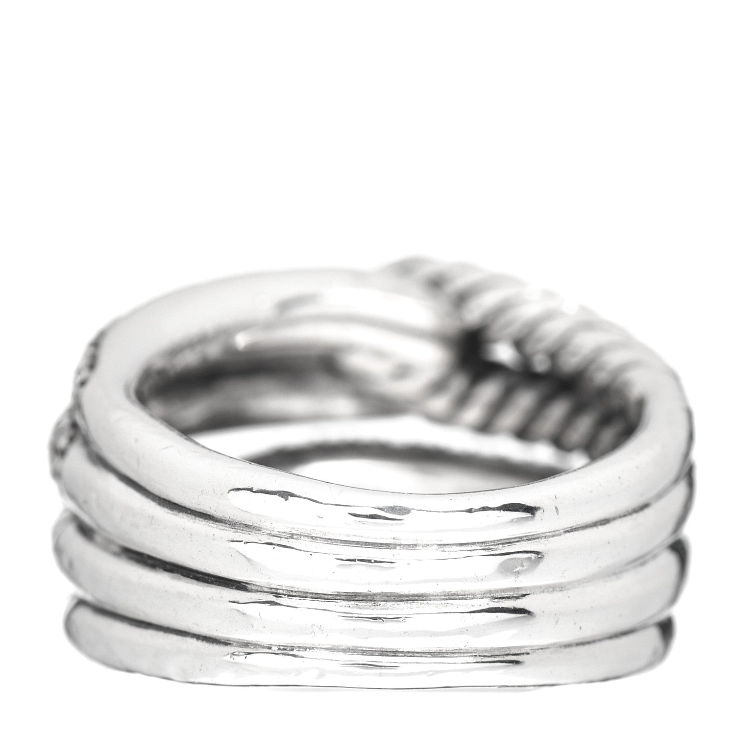David Yurman Sterling Silver Diamond 13mm Labyrinth Double Loop Ring 50 5.25 4 of 5