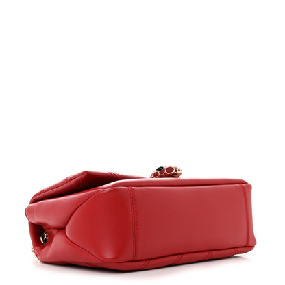 Bulgari Calfskin Matelasse Small Serpenti Cabochon Shoulder Bag Red 4 of 11
