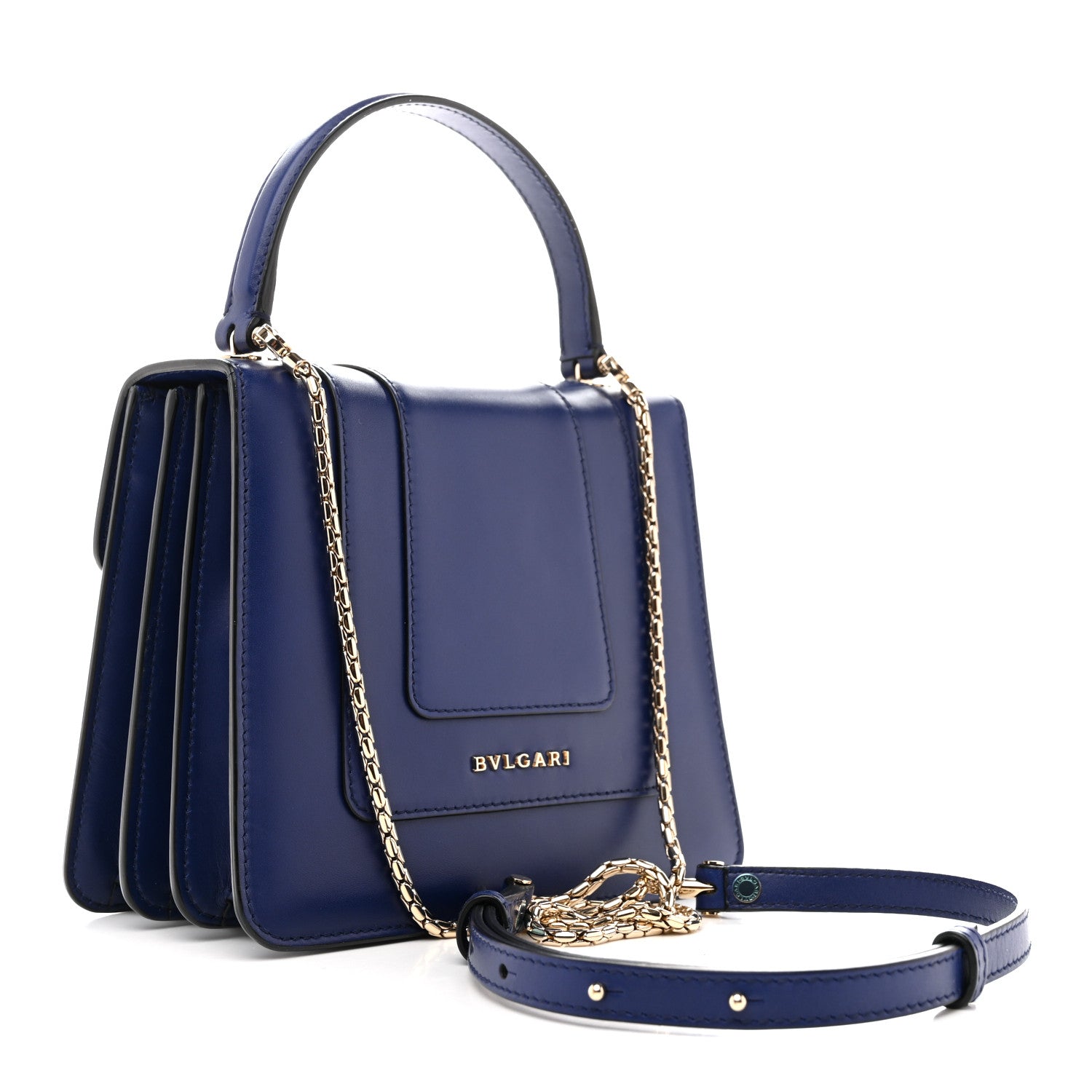 Bulgari Calfskin Serpenti Forever Top Handle Blue 4 of 15