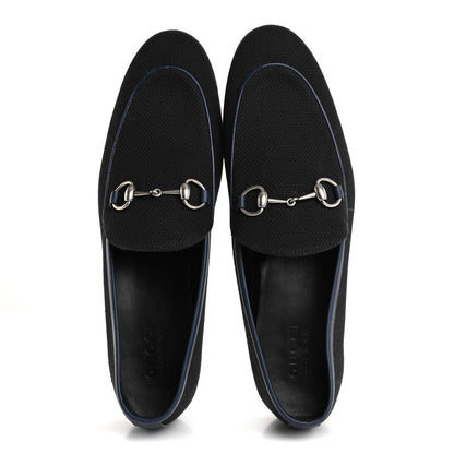 Gucci Canvas Horsebit Mens Jordaan Loafers 10.5 Black Blue Agata 2 of 13