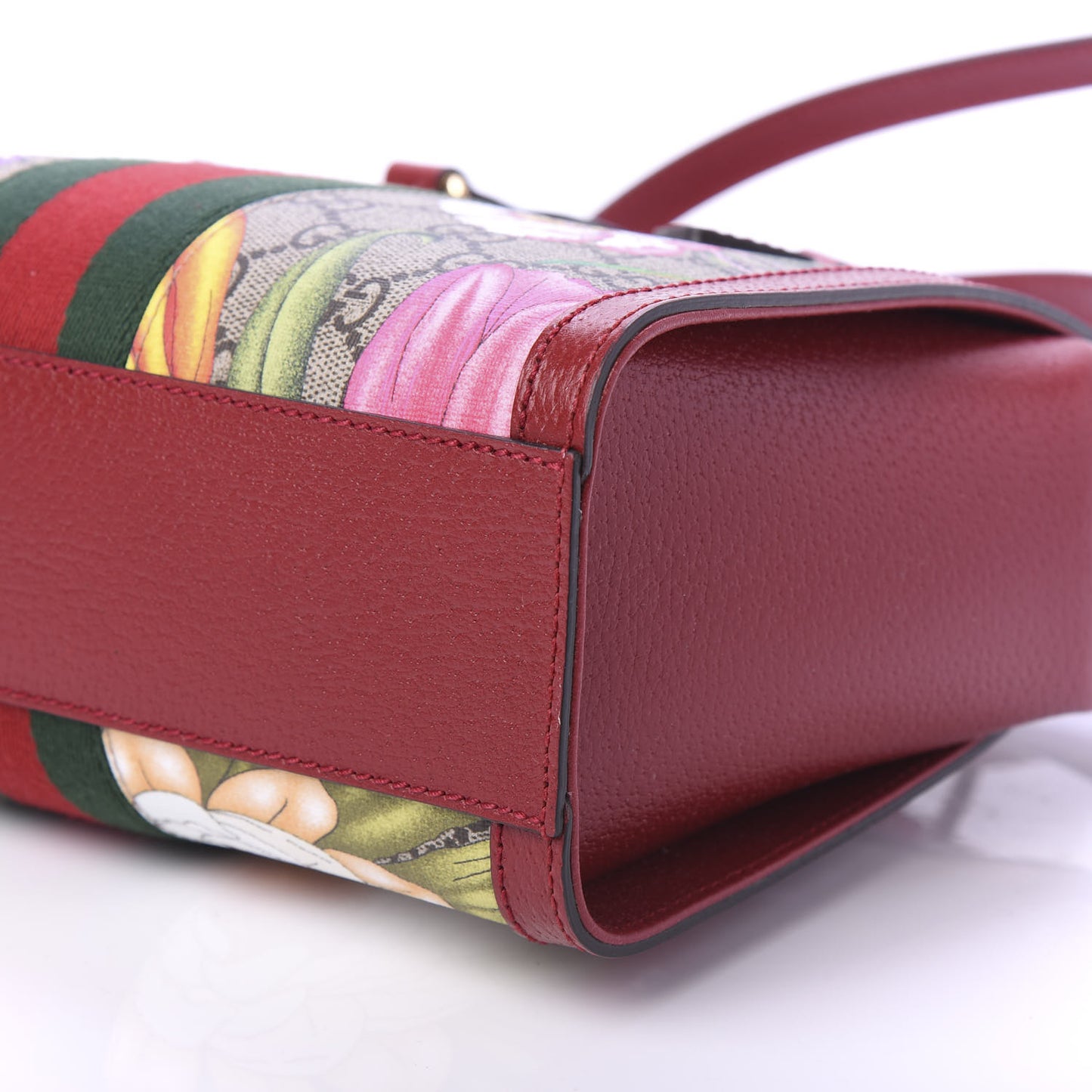 GG Supreme Monogram Flora Web Small Ophidia Tote Bag Red