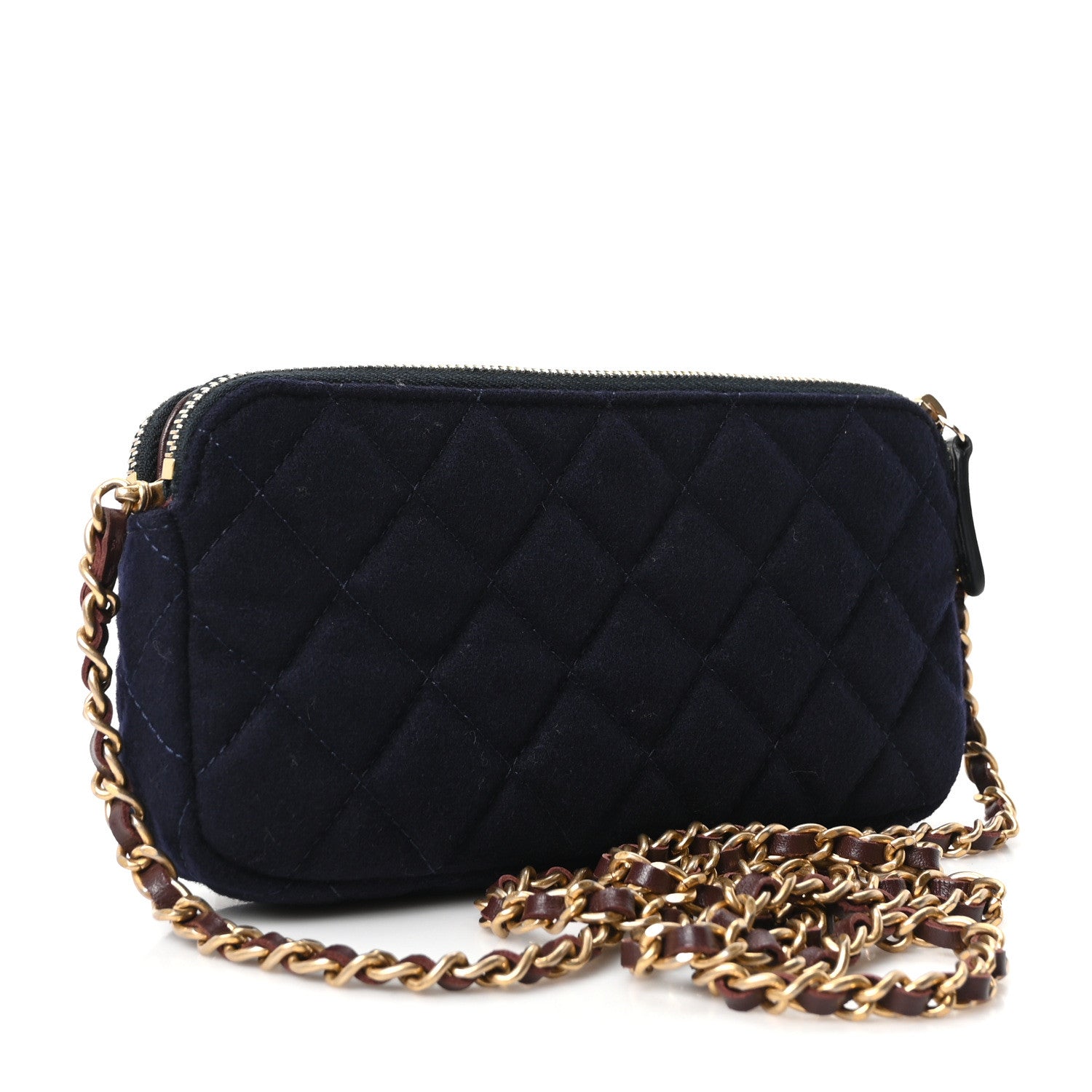 Chanel Felt Quilted Paris-Hamburg Charms Small Clutch With Chain  Dark Navy 3 of 10