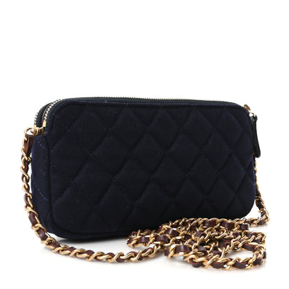 Chanel Felt Quilted Paris-Hamburg Charms Small Clutch With Chain  Dark Navy 3 of 10