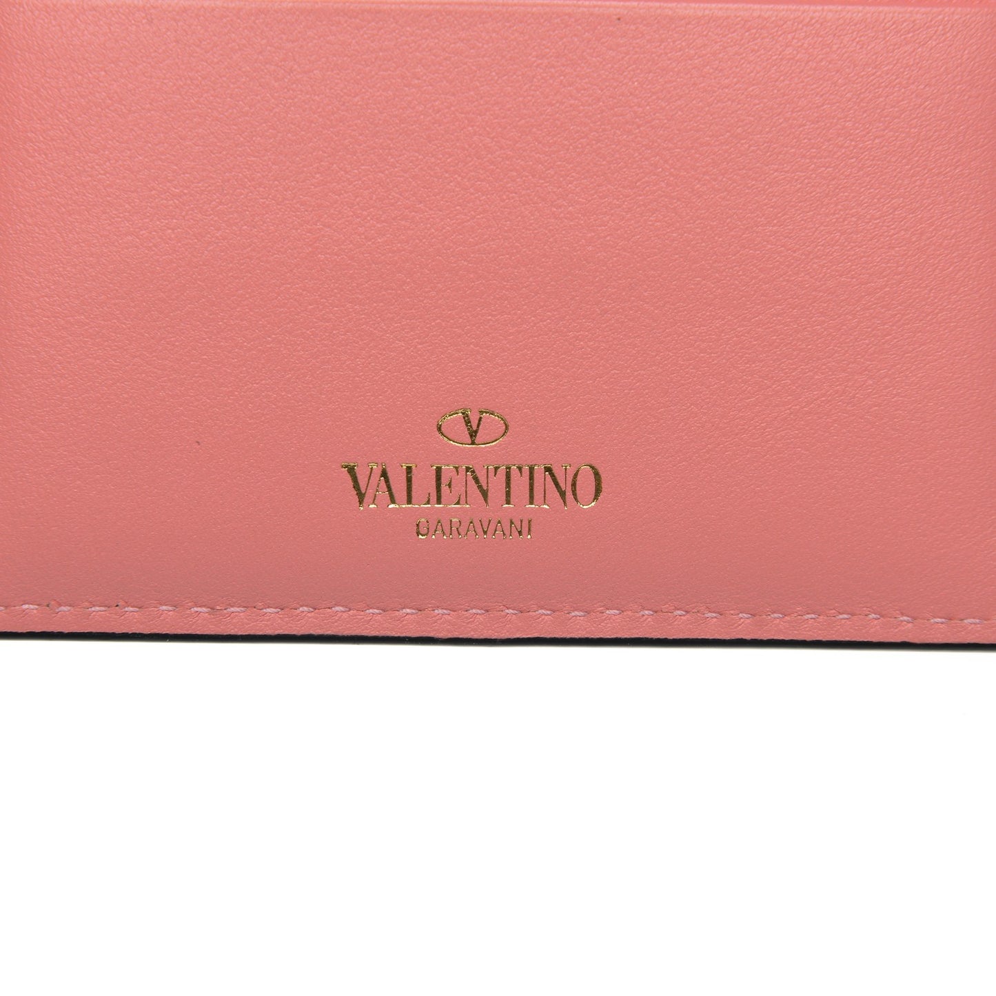 Vitello Rockstud Card Holder Paradise Rose