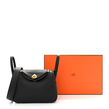 Hermes Taurillon Clemence Mini Lindy 20 Black 11 of 11