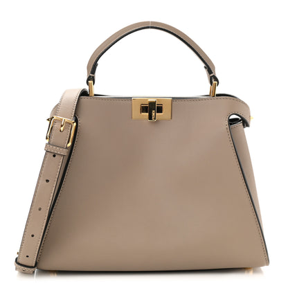 Fendi Vitello Tahiti Burro Medium Peekaboo Iconic Essentially Satchel Tortora Black 1 of 8