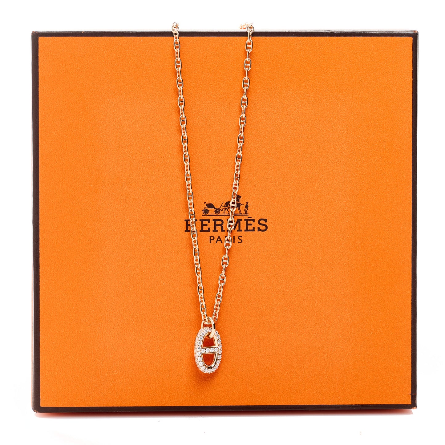 18K Rose Gold Diamond PM New Farandole Pendant Necklace