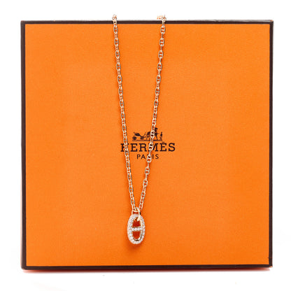 Hermes 18K Rose Gold Diamond PM New Farandole Pendant Necklace 5 of 5