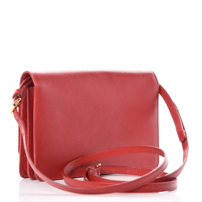 Prada Saffiano Metal Flap Wallet With Strap Fuoco 3 of 9